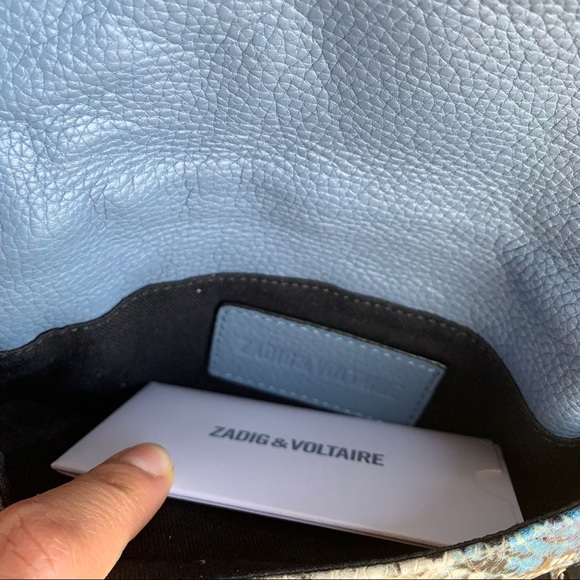 ZADIG & VOLTAIRE
Nano Rock Snake Embossed Leather Crossbody Bag In Blu - Picture 9 of 10